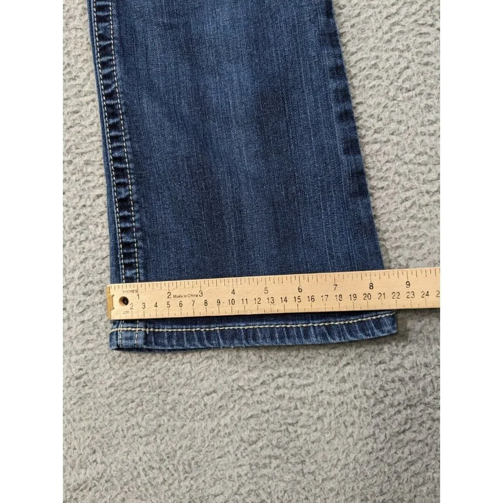 Ariat Jeans Womens 28 Turquoise Whipstitch Boot Flap Pockets Western Blue - Picture 9 of 16